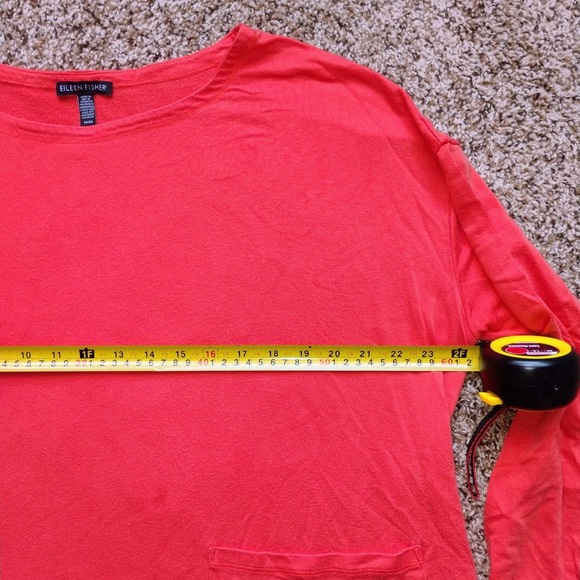 EILEEN FISHER Bright Orange Boxy Pocket Tee | Tencel Blend | Size M - Picture 5 of 6